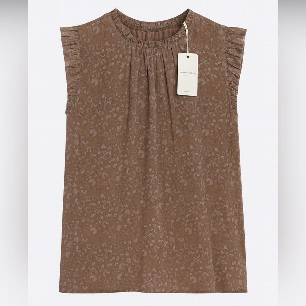 Grade & Gather Tan Satin Animal Print Sleeveless Too Size Small  NWT MSRP $68